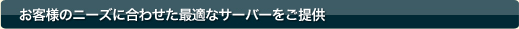 お客様のニーズに合わせた最適のカスタマイズサーバーをご提供